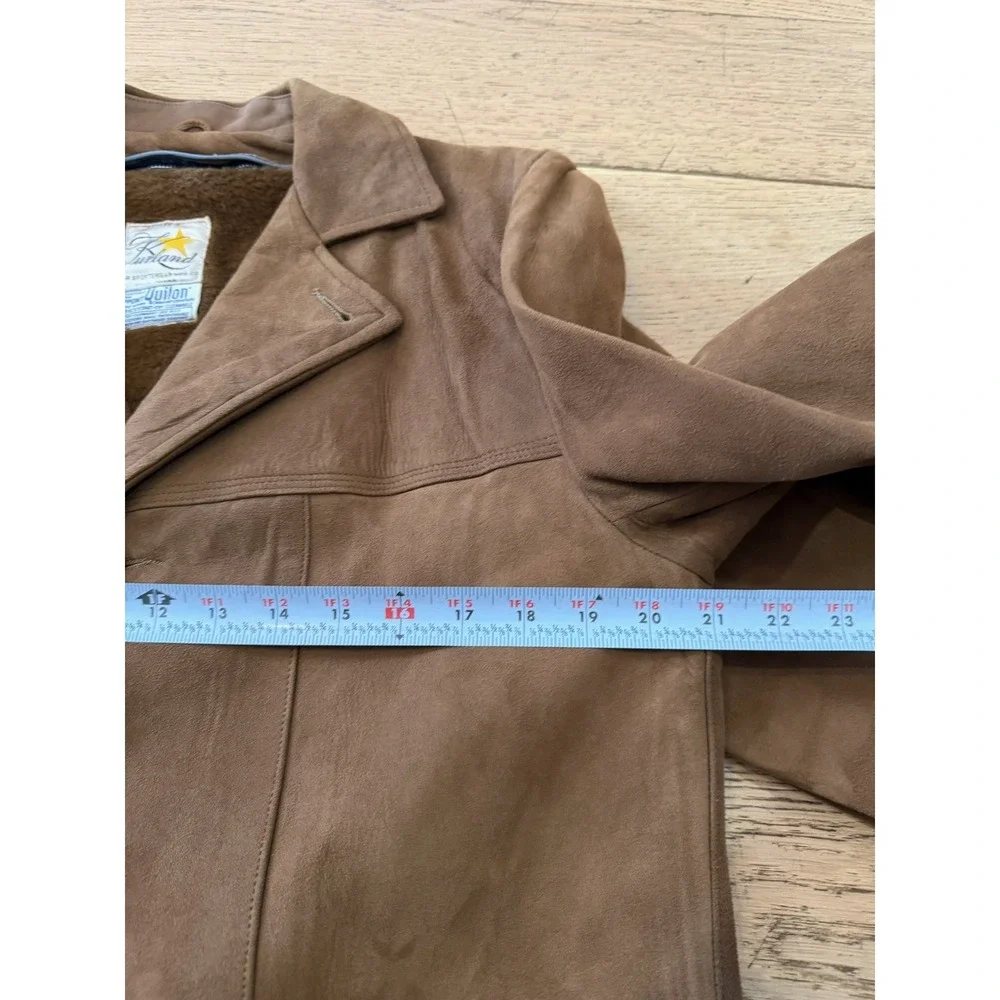 Vintage Furland Quinlon Fur Lined Suede Jacket Mens Brown Classic Style Coat XL‎
